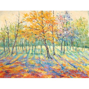 Sabiha Nasar-ud-deen, Autumn Shadows, 18 x 24 Inch, Oil with knife on Canvas, Landscape Painting, AC-SBND-007